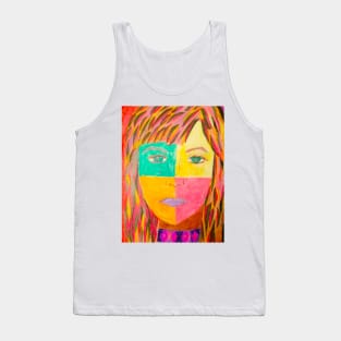 The Four Color Girl's Face Modern Abstract Art Tank Top